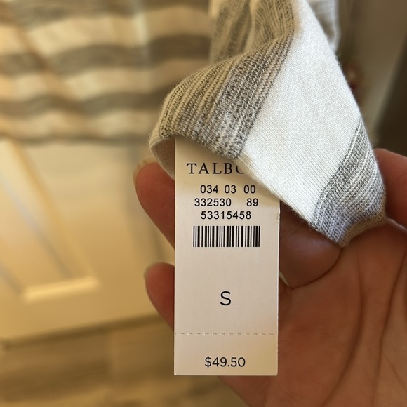 T by Talbots Women’s (S) Gray White Striped Cowl Neck Longsleeve Tee Top NWT - Picture 9 of 9